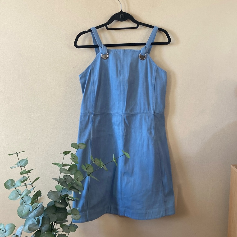 New Rag & Bone Pale Blue Denim Suffolk Mini Dress 8 Tight Designer Boho Fitted